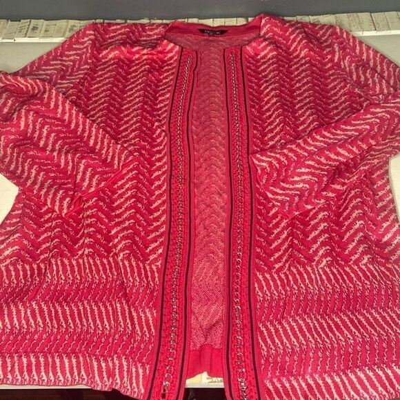 Misook Heritage Fit Women’s Pink Multi Acrylic Jacket XL - Picture 1 of 8